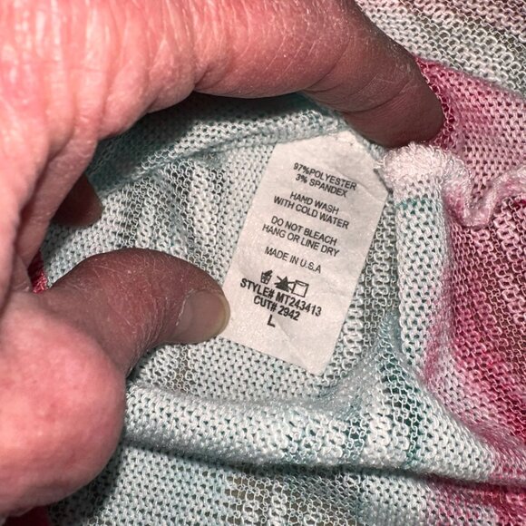 Southwest Design Sweater, Batwing, V-Neck, Orange and Green, Large - Picture 8 of 8